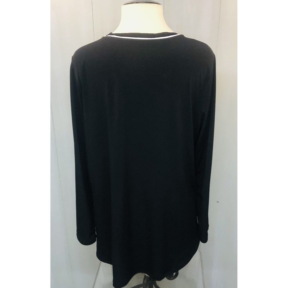Susan Graver Women's Sz L Modern Essentials Knit Hi Low Tunic Black Ring Collar - Picture 4 of 8